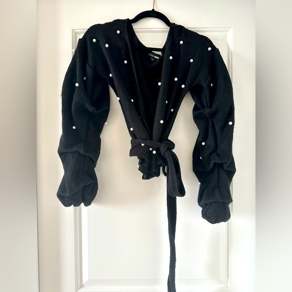 Wrap Pearl beaded sweater - Picture 2 of 3